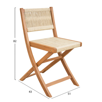 FOLDING CHAIR SIGGE HM6549 ACACIA WOOD--BEIGE ROPE 51x43x82Hcm.