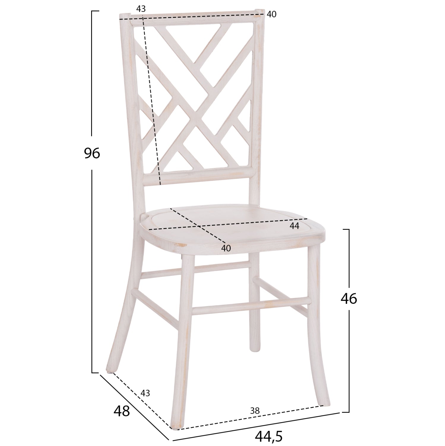 CHAIR TOON WOOD IN WHITEWASH AND PLYWOOD SEAT 44.5x48x96Ηcm.ΗΜ9410.05