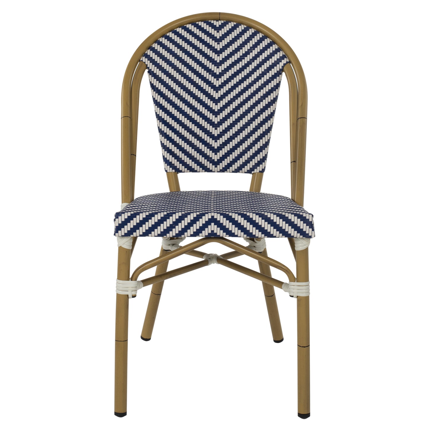 CHAIR ALUMINUM HM5860.02 NATURAL BAMBOO LOOK-BLUE WHITE TEXTLINE 46x56x88Hcm.