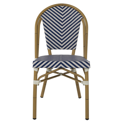 CHAIR ALUMINUM HM5860.02 NATURAL BAMBOO LOOK-BLUE WHITE TEXTLINE 46x56x88Hcm.