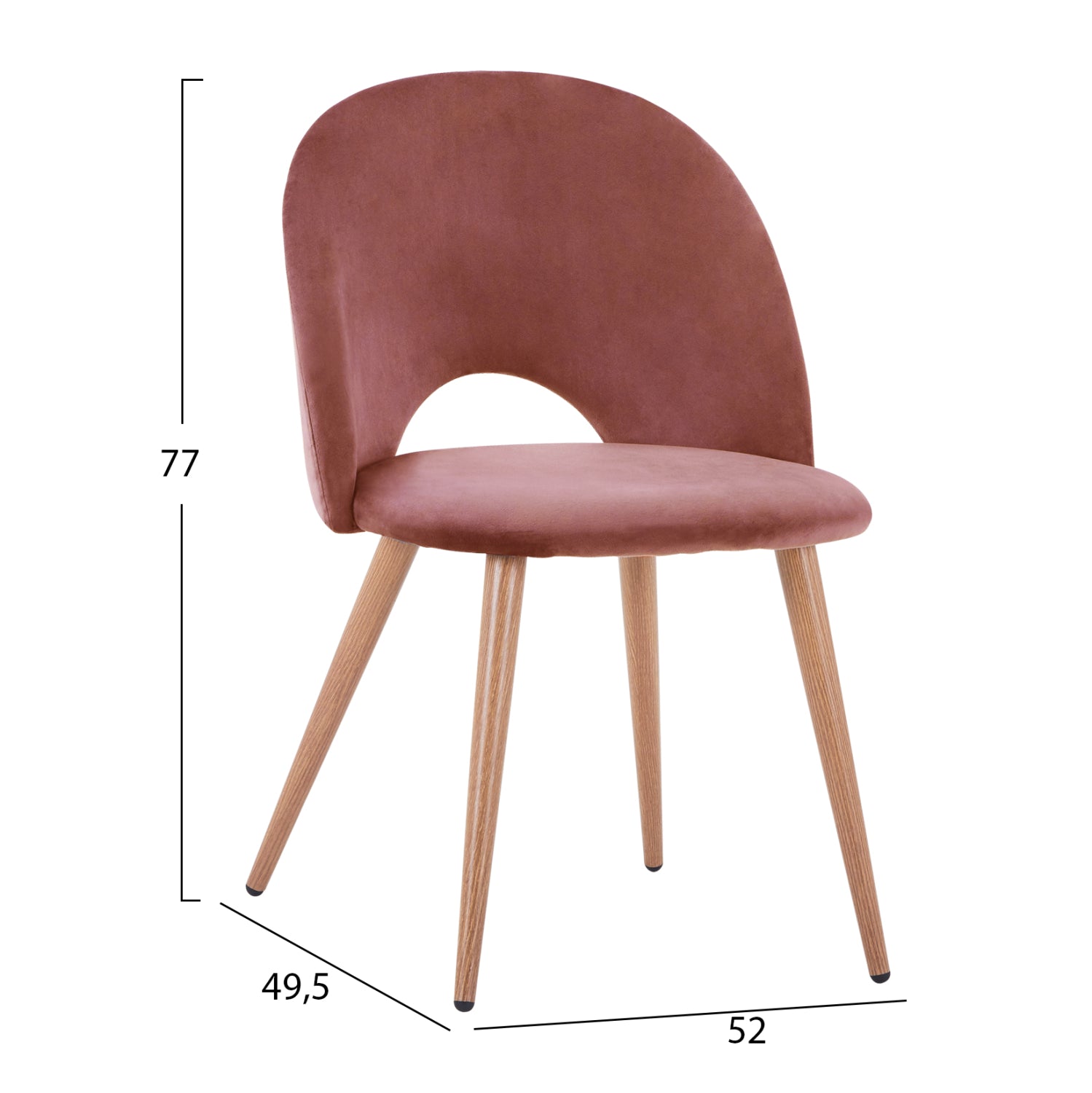 Dining Chair Velvet rotten apple and metallic legs HM8544.02 52x49,5x77 cm