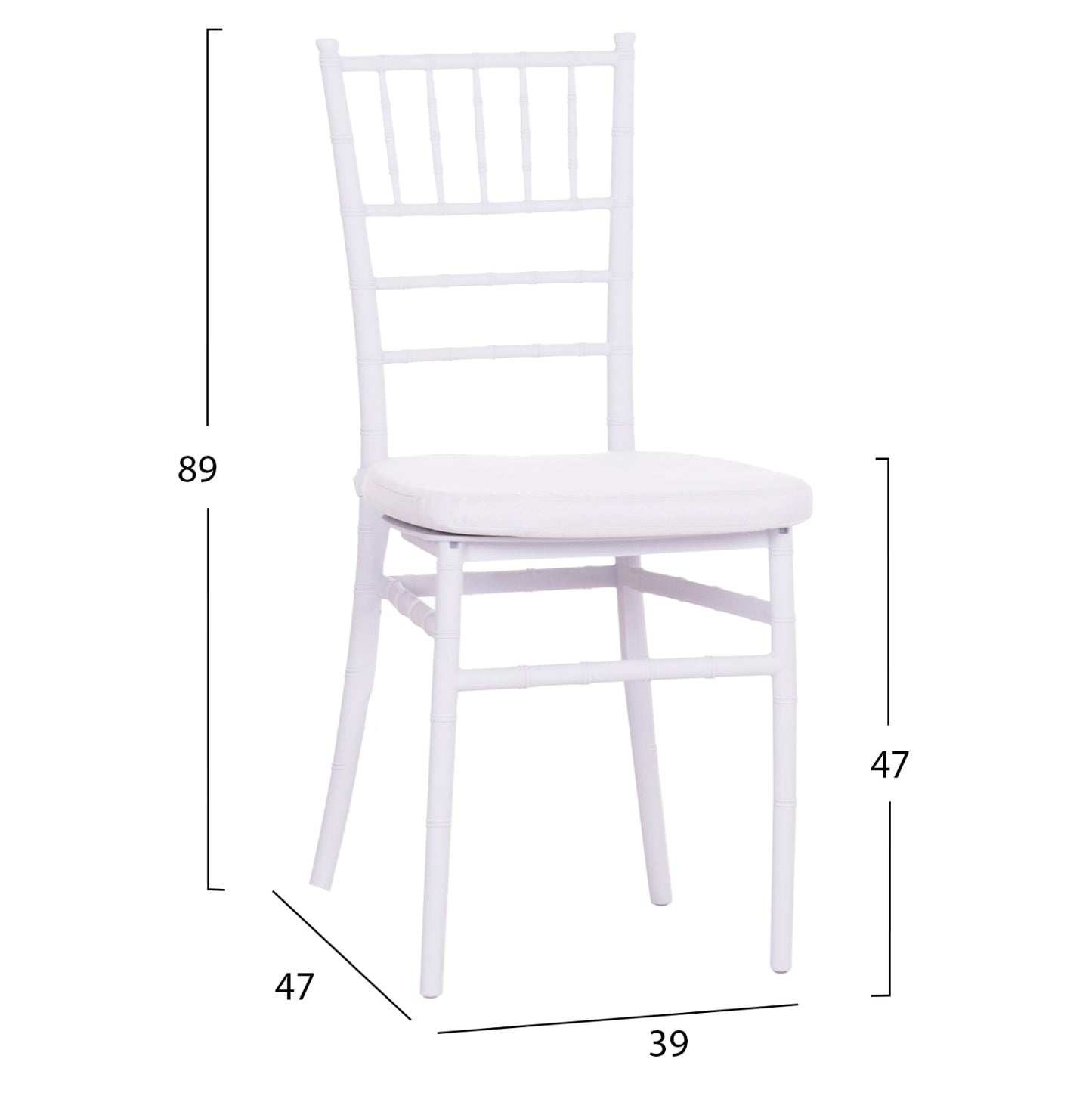 CATERING CHAIR TIFFANY WITH CUSHION HM21104 WHITE POLYPROPYLENE 39x47x89Hcm.