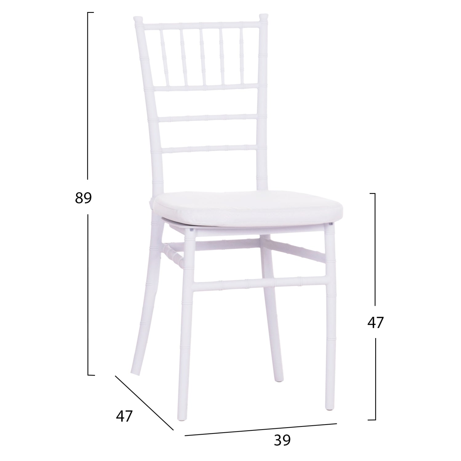 CATERING CHAIR TIFFANY WITH CUSHION HM21104 WHITE POLYPROPYLENE 39x47x89Hcm.