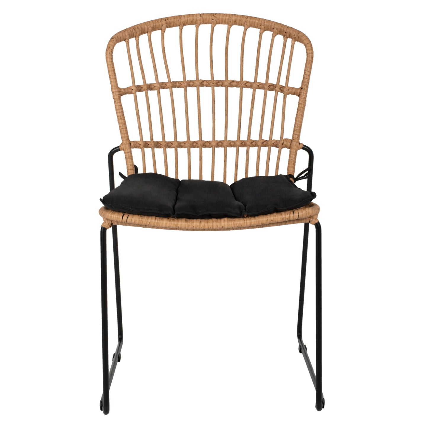 CHAIR PROFESSIONAL METAL BLACK CUSHION BLACK RATTAN NATURAL 51.5x58x86Hcm.HM5866.01