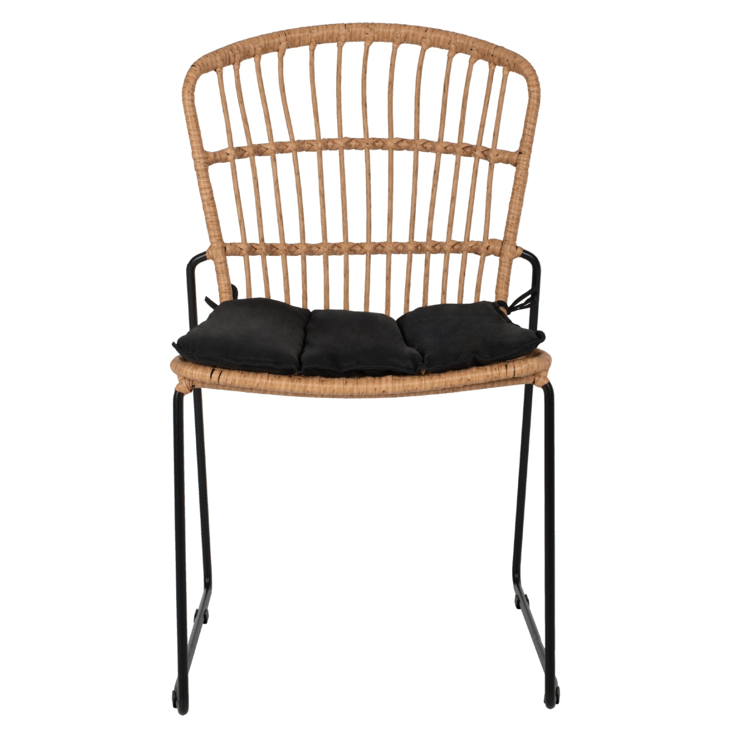 CHAIR PROFESSIONAL METAL BLACK CUSHION BLACK RATTAN NATURAL 51.5x58x86Hcm.HM5866.01