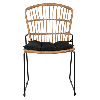 CHAIR PROFESSIONAL METAL BLACK CUSHION BLACK RATTAN NATURAL 51.5x58x86Hcm.HM5866.01