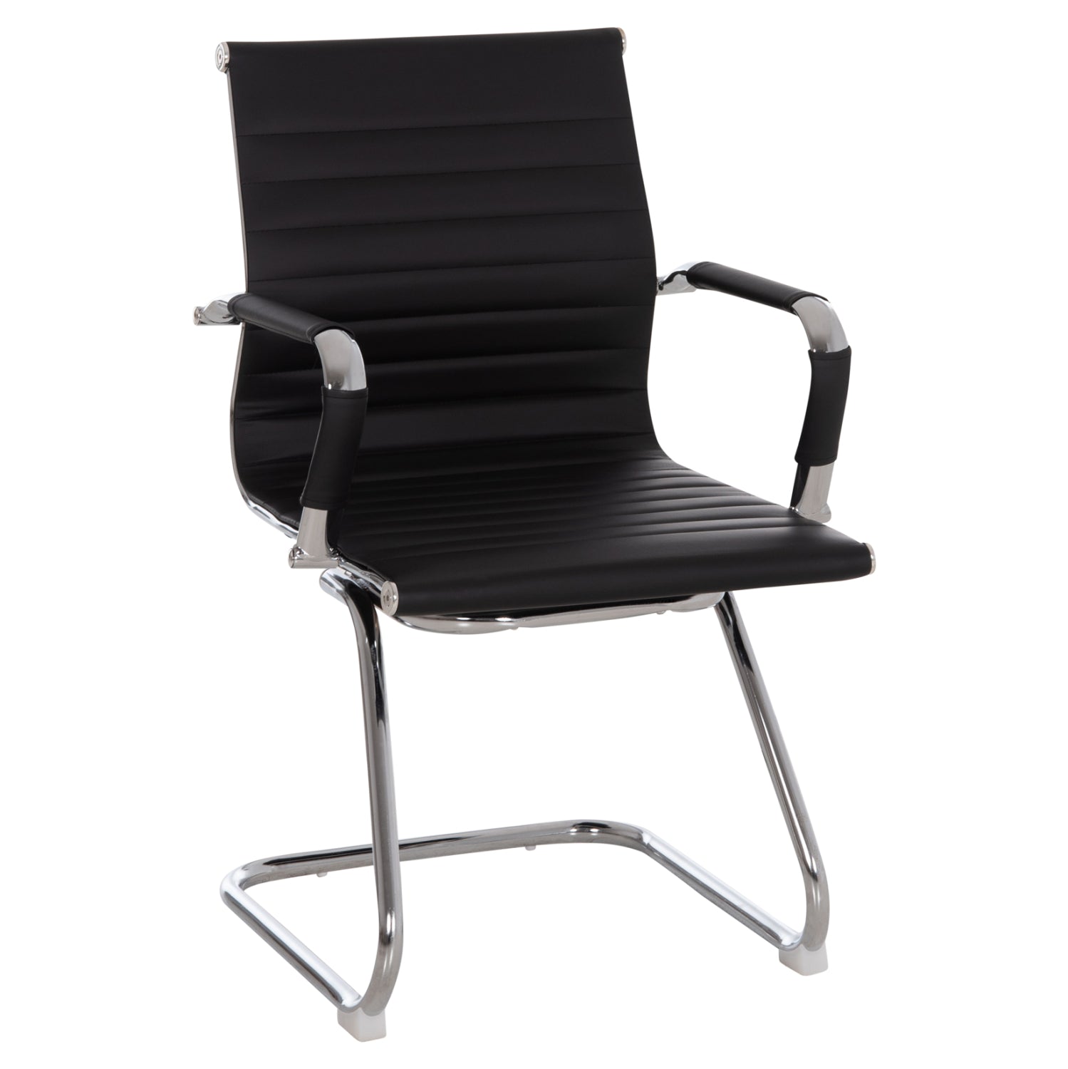 CONFERENCE CHAIR BOSS HM1023.31 WITH ARMS-BLACK PU-CHROMED METAL LEGS 54x55x88Hcm.