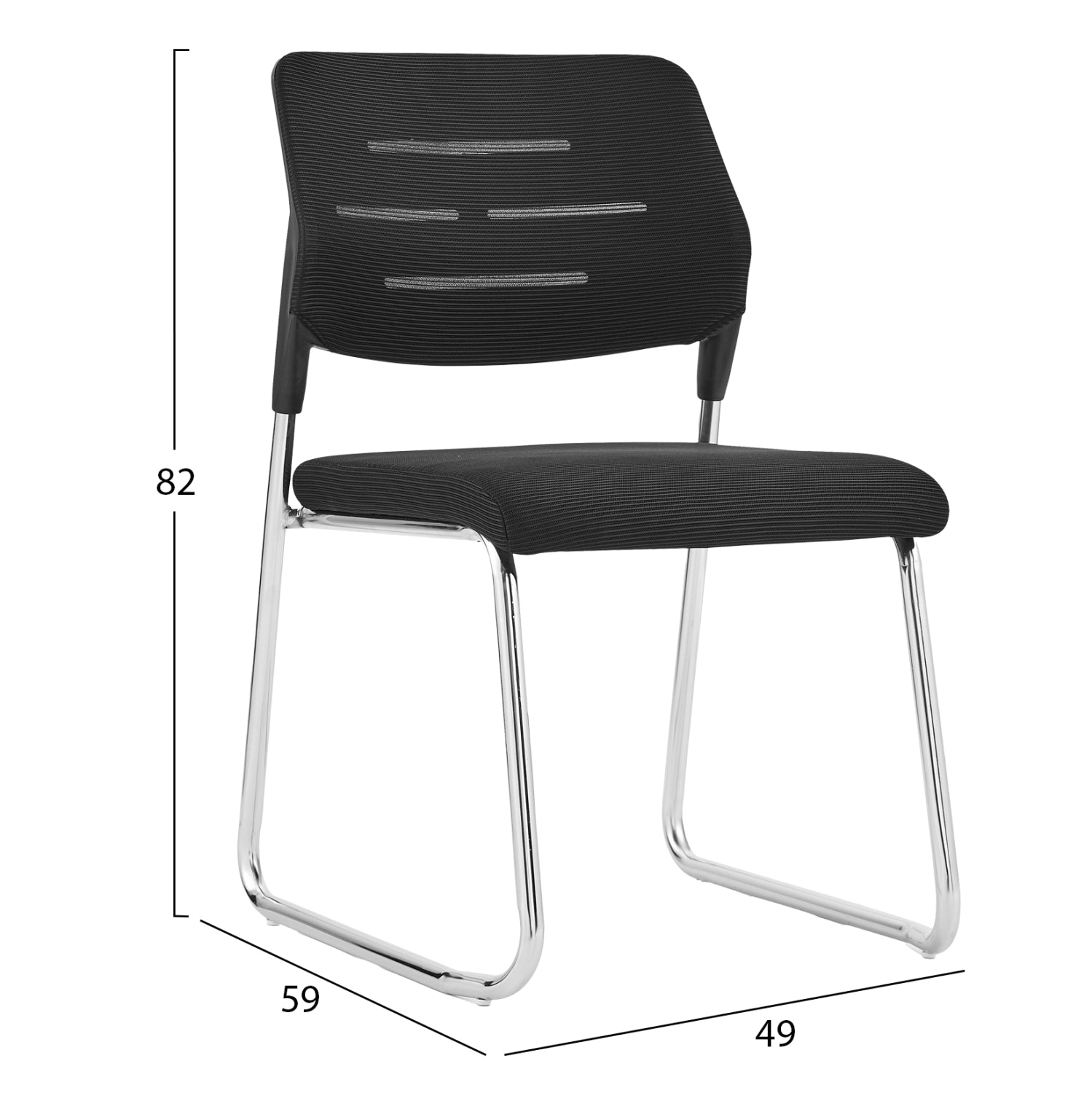 VISITORS' CHAIR TRABBEL HM1211.01 BLACK MESH FABRIC--METAL LEGS 48x50x82Hcm.