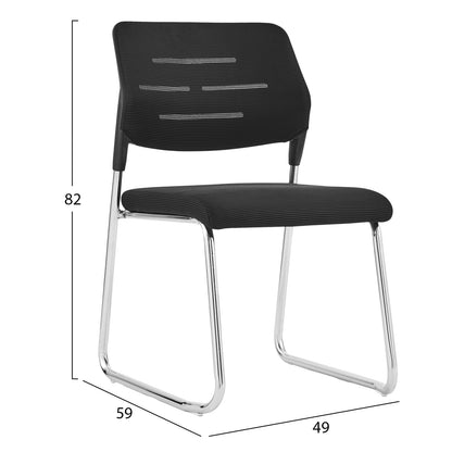 VISITORS' CHAIR TRABBEL HM1211.01 BLACK MESH FABRIC--METAL LEGS 48x50x82Hcm.