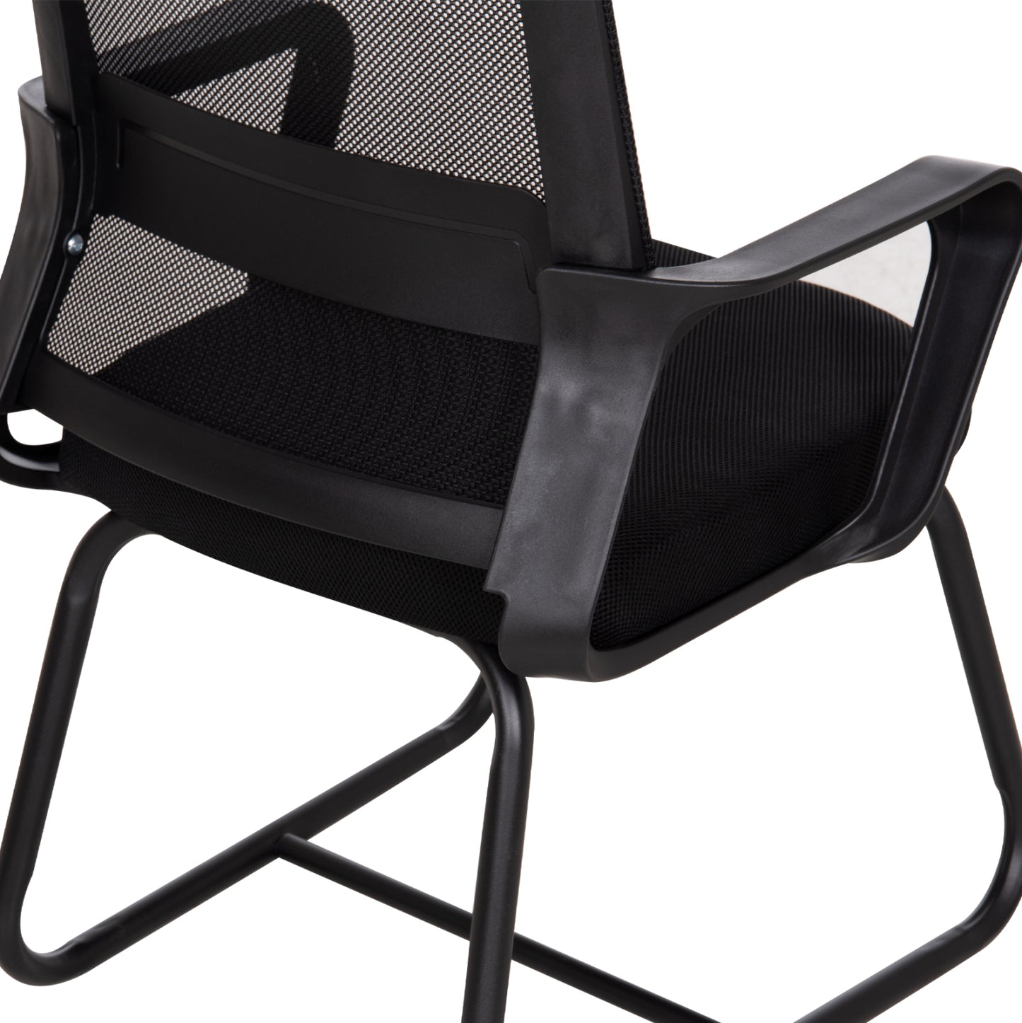 VISITOR'S CHAIR CASTER HM1228.01 METAL-PP-MESH FABRIC-- BLACK 46x52x94Hcm.
