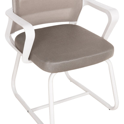 VISITOR'S CHAIR CASTER HM1228.02 WHITE METAL/PP--LIGHT GREY MESH 58x56x93Hcm.