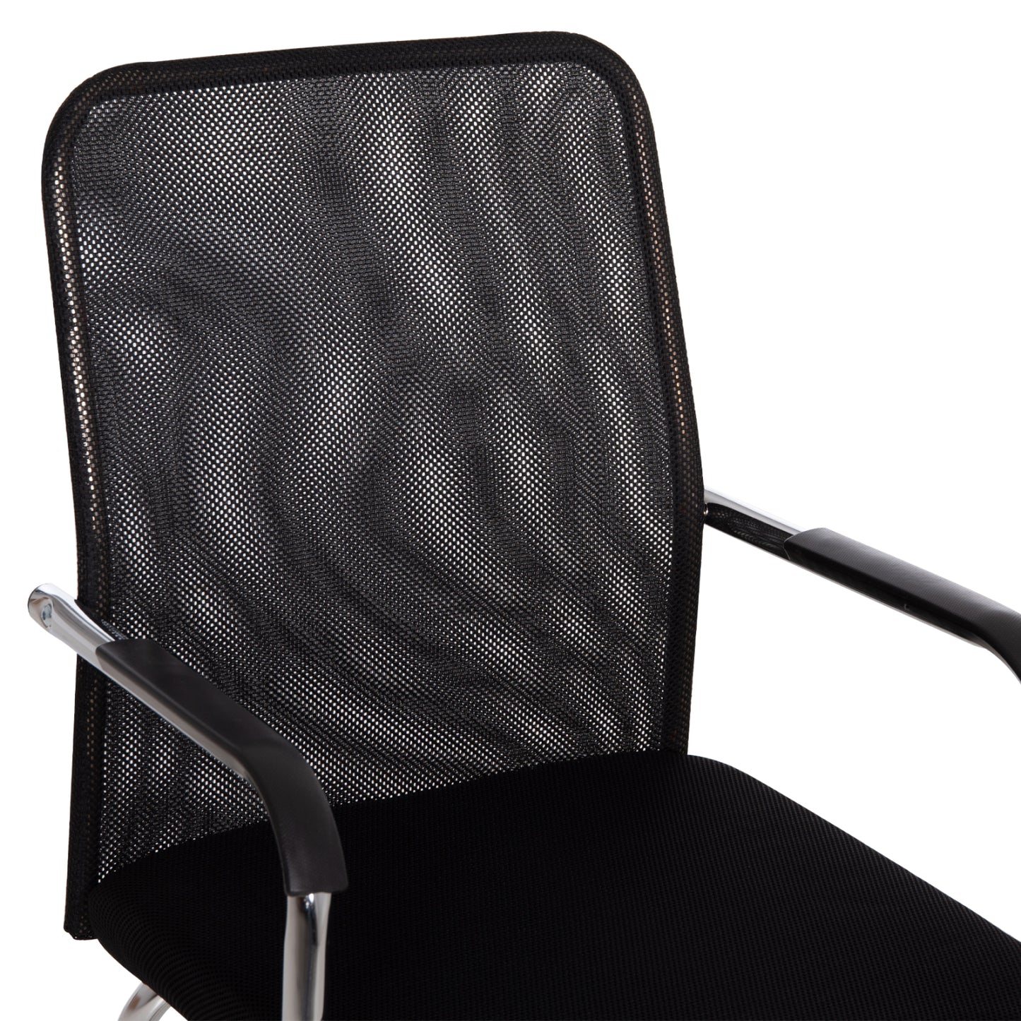 VISITOR'S CHAIR STED HM1232.01 BLACK MESH--CHROMED LEGS/ARMS 55x59x89Hcm