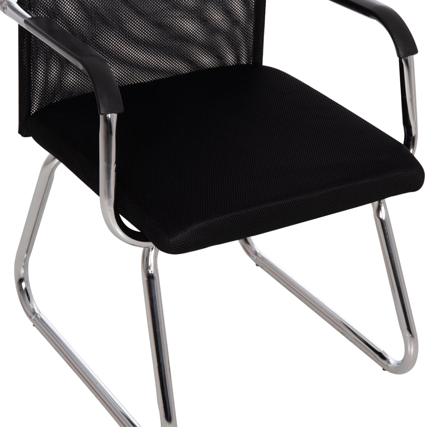 VISITOR'S CHAIR STED HM1232.01 BLACK MESH--CHROMED LEGS/ARMS 55x59x89Hcm