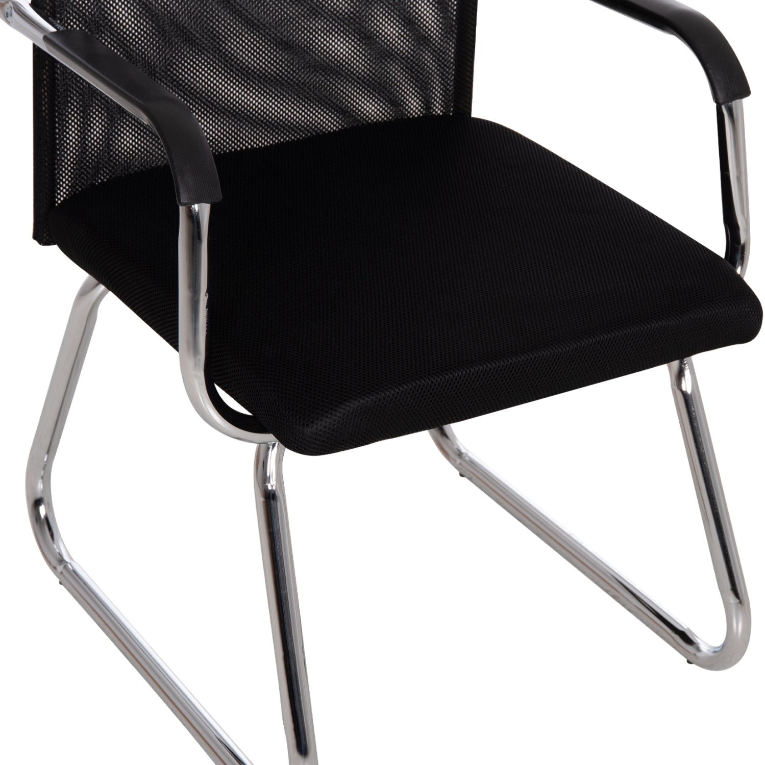 VISITOR'S CHAIR STED HM1232.01 BLACK MESH--CHROMED LEGS/ARMS 55x59x89Hcm