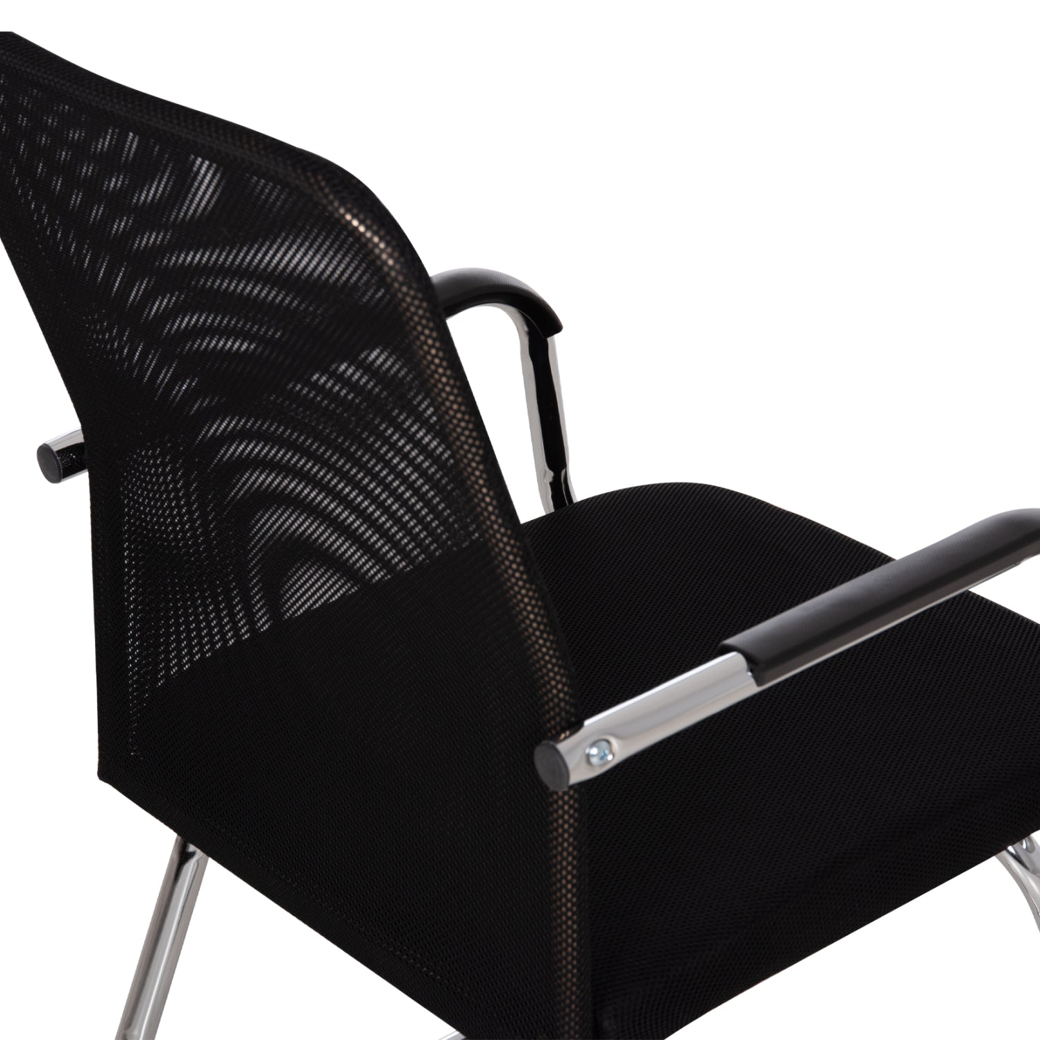 VISITOR'S CHAIR STED HM1232.01 BLACK MESH--CHROMED LEGS/ARMS 55x59x89Hcm