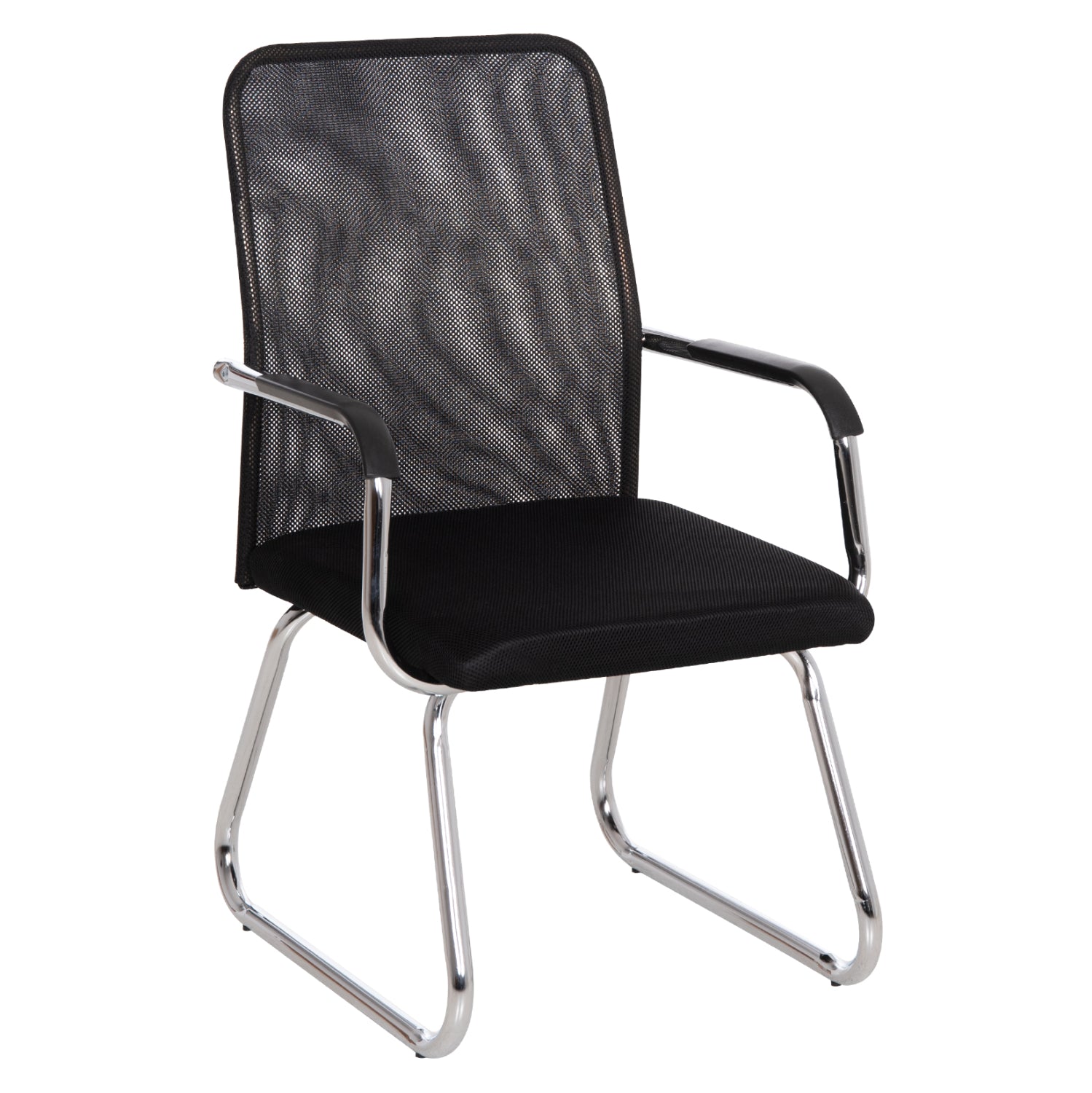 VISITOR'S CHAIR STED HM1232.01 BLACK MESH--CHROMED LEGS/ARMS 55x59x89Hcm