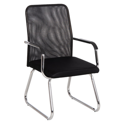 VISITOR'S CHAIR STED HM1232.01 BLACK MESH--CHROMED LEGS/ARMS 55x59x89Hcm