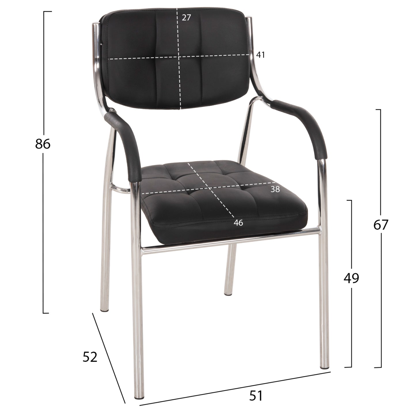 Conference office chair OBERON HM1018.01 Black PU 51x52x86Ηcm