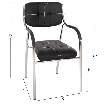 Conference office chair OBERON HM1018.01 Black PU 51x52x86Ηcm