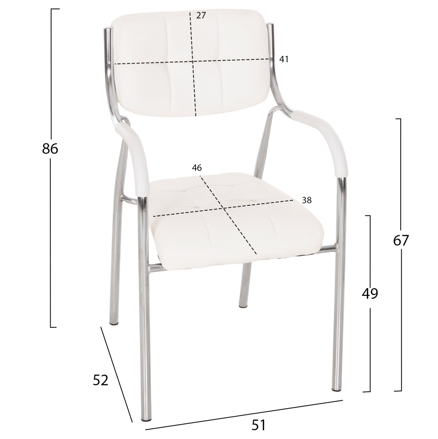 Conference office chair OBERON HM1018.02 White PU 51x52x88Hcm