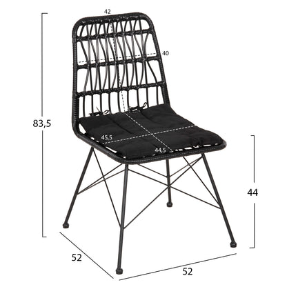 CHAIR OUTDOOR ALLEGRA HM5453.12 METAL-CUSHION-WICKER IN BLACK 52x52x83.5Hcm.