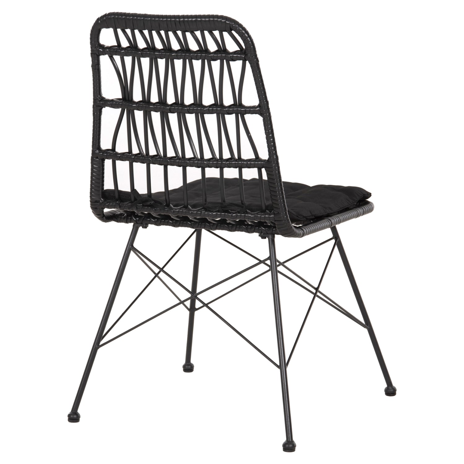 CHAIR OUTDOOR ALLEGRA HM5453.12 METAL-CUSHION-WICKER IN BLACK 52x52x83.5Hcm.