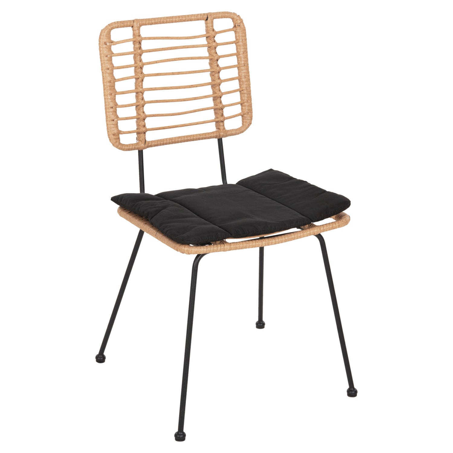 OUTDOOR CHAIR ALLEGRA HM5454.11 METAL&CUSHION IN BLACK-WICKER IN BEIGE 50,5x49,5x88Hcm.