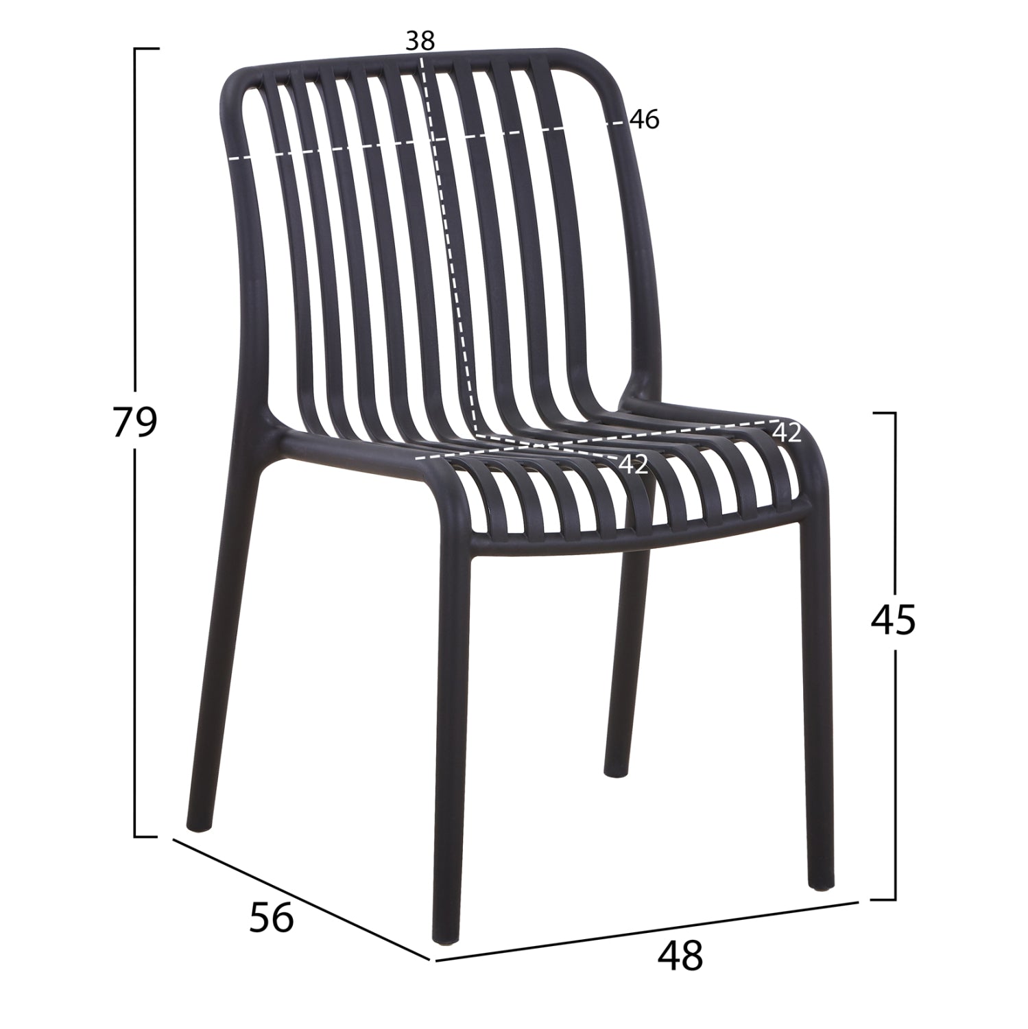 CHAIR OUTDOOR CONVEE HM6104.02 POLYPROPYLENE IN BLACK 48x56x79Hcm.