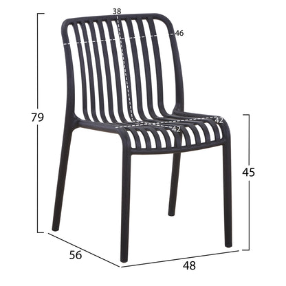 CHAIR OUTDOOR CONVEE HM6104.02 POLYPROPYLENE IN BLACK 48x56x79Hcm.