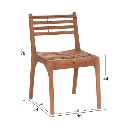 OUTDOOR DINING CHAIR PAVEL HM6615 TEAK WOOD--NATURAL COLOR 46x54x78Hcm