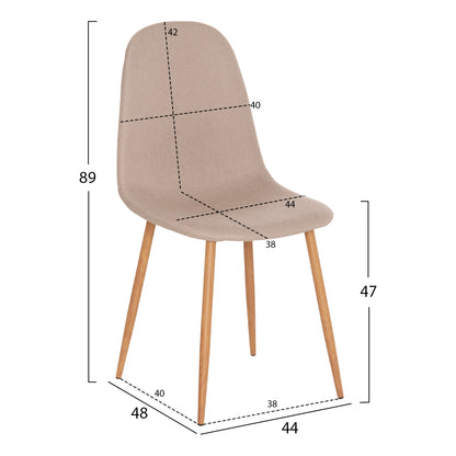 CHAIR HM00100.07 BEIGE FABRIC AND METAL LEGS 44x48x89Hcm.