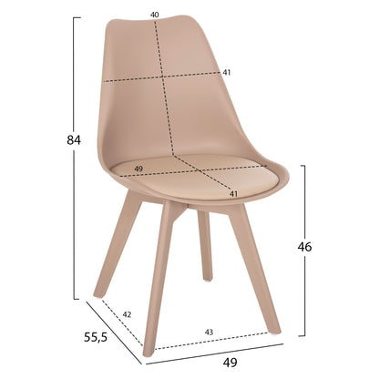 Dining Chair Vegas HM0033.45 with polypropylene legs and PP seat Cappuccino 49x55.5x84H cm.