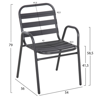 CHAIR PRELUDE HM5970.01 METAL FRAME-ALUMINUM SEAT & BACKREST-GREY 54x56x79Hcm.