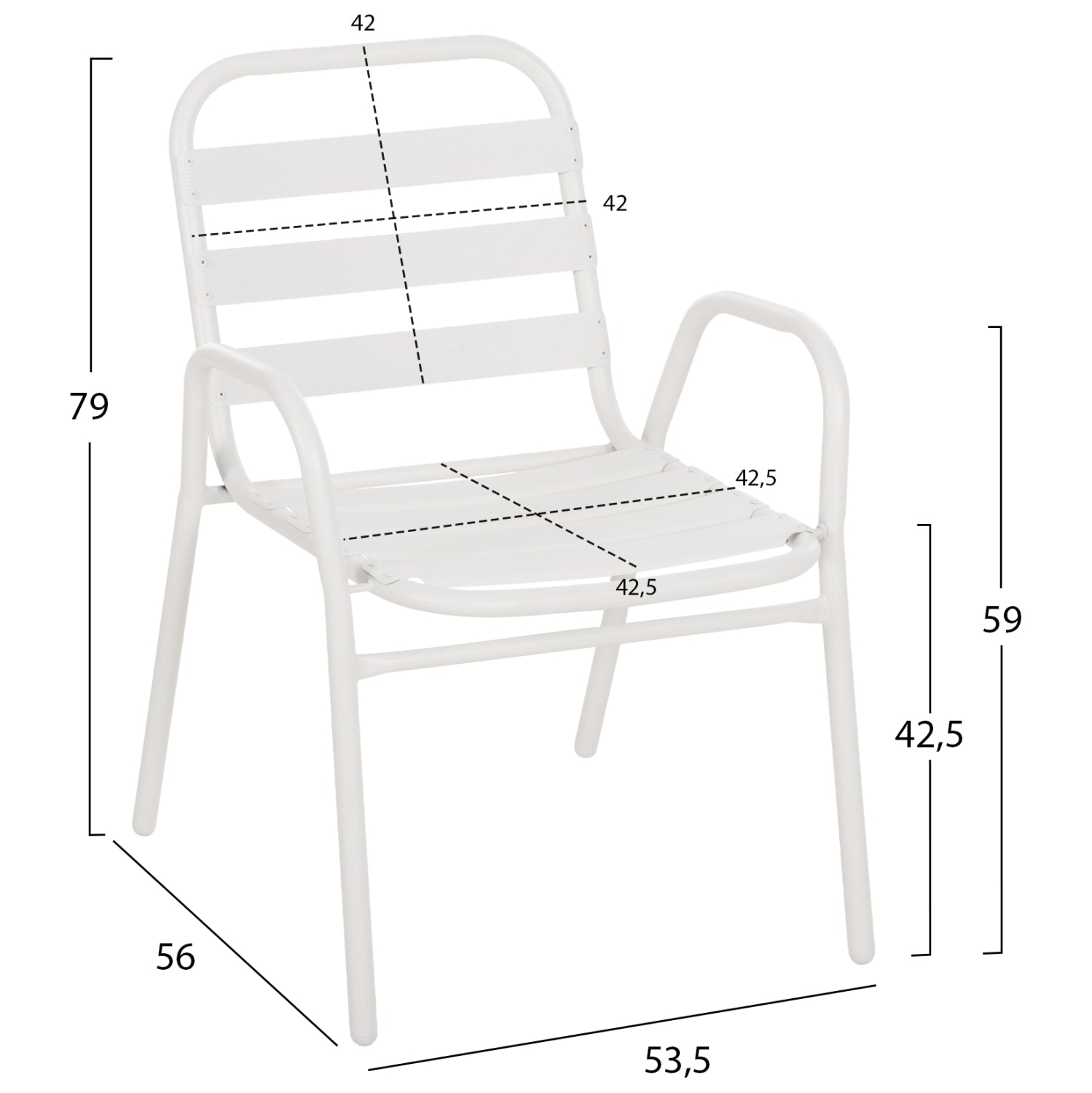 CHAIR PRELUDE HM5970.02 METAL FRAME-ALUMINUM SEAT & BACKREST-WHITE 54x56x79Hcm.