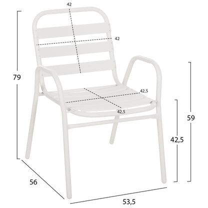 CHAIR PRELUDE HM5970.02 METAL FRAME-ALUMINUM SEAT & BACKREST-WHITE 54x56x79Hcm.