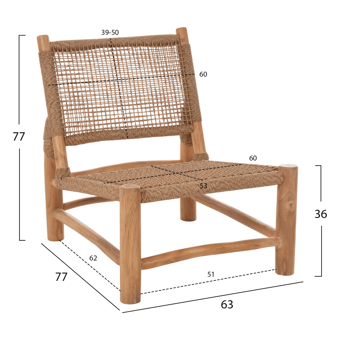 CHAIR INDOOR LONDER HM5986 TEAK WOOD AND SYNTHETIC RATTAN 63x77x77Hcm.