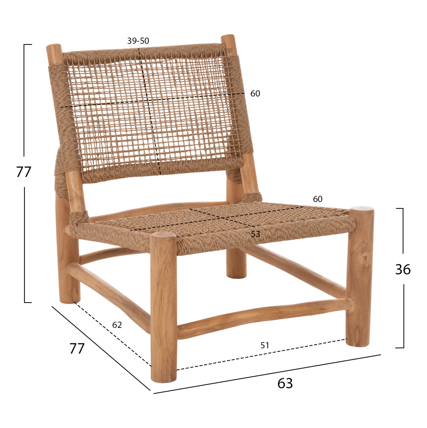 CHAIR INDOOR LONDER HM5986 TEAK WOOD AND SYNTHETIC RATTAN 63x77x77Hcm.