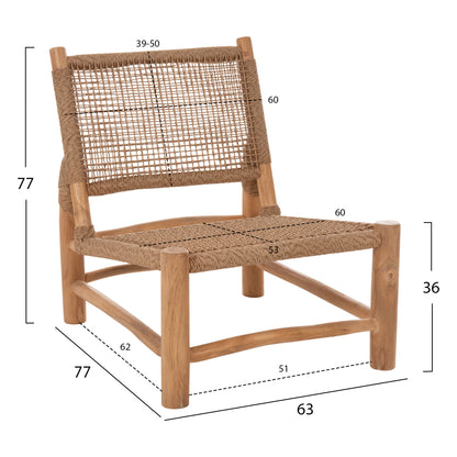 CHAIR INDOOR LONDER HM5986 TEAK WOOD AND SYNTHETIC RATTAN 63x77x77Hcm.