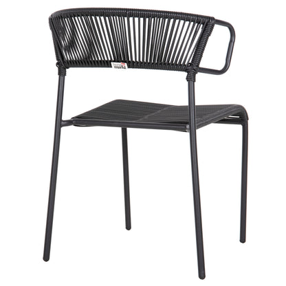 CHAIR SUKI HM6053.02 METAL AND SYNTHETIC RATTAN IN BLACK COLOR 54x62x80Hcm.
