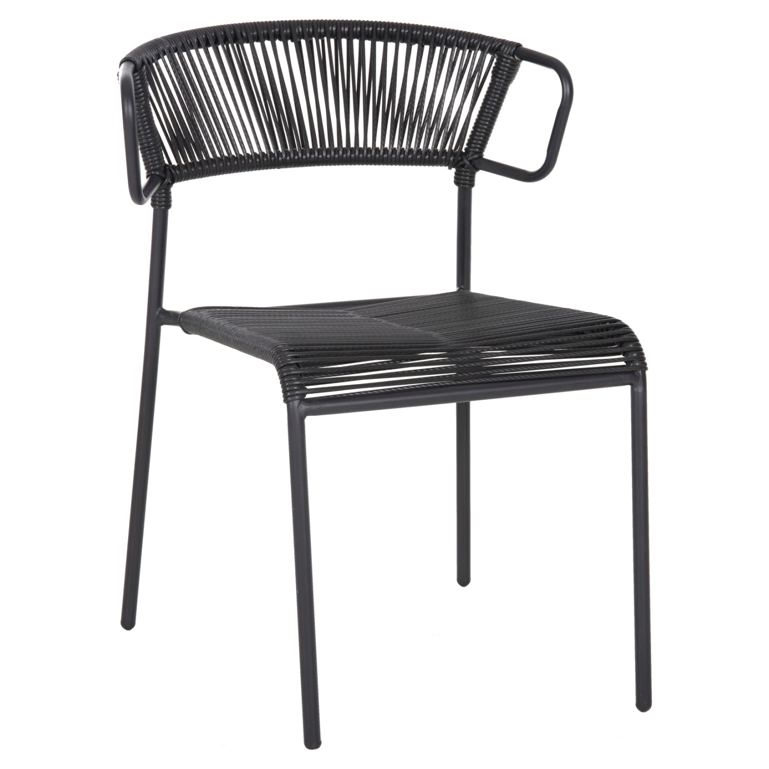 CHAIR SUKI HM6053.02 METAL AND SYNTHETIC RATTAN IN BLACK COLOR 54x62x80Hcm.