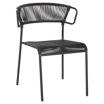 CHAIR SUKI HM6053.02 METAL AND SYNTHETIC RATTAN IN BLACK COLOR 54x62x80Hcm.