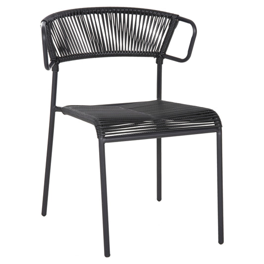 CHAIR SUKI HM6053.02 METAL AND SYNTHETIC RATTAN IN BLACK COLOR 54x62x80Hcm.