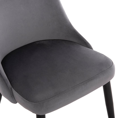 DINING CHAIR SERENITY HM8527.11 GREY VELVET-BLACK METALLIC LEGS 51x54x83,5Hcm.