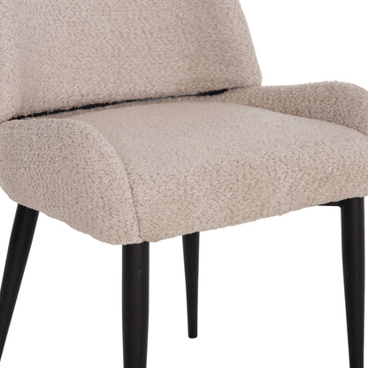 CHAIR SARKY HM8585.02 BOUCLE ECRU FABRIC-BLACK METAL LEGS 56x64x88Hcm.