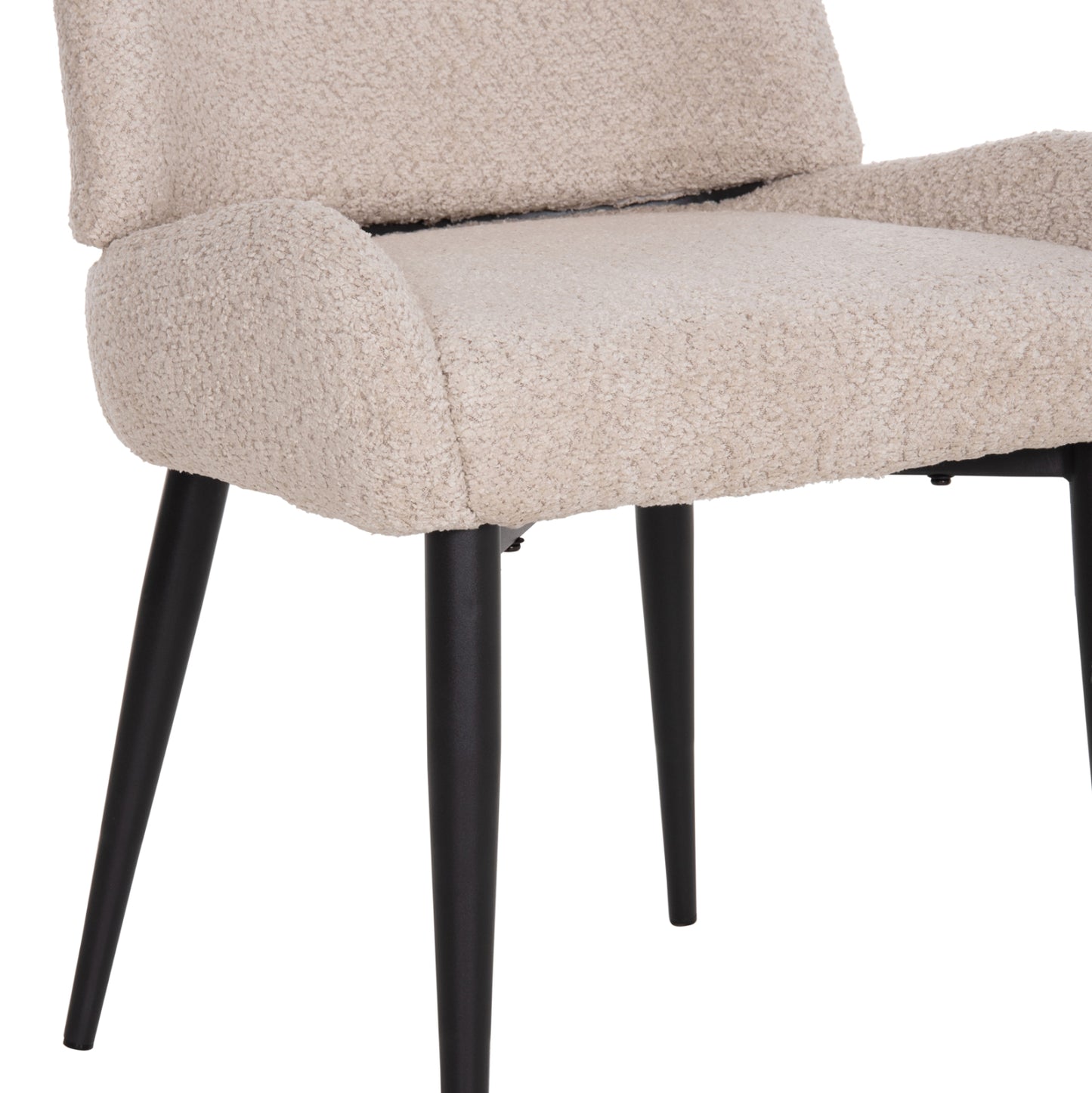 CHAIR SARKY HM8585.02 BOUCLE ECRU FABRIC-BLACK METAL LEGS 56x64x88Hcm.