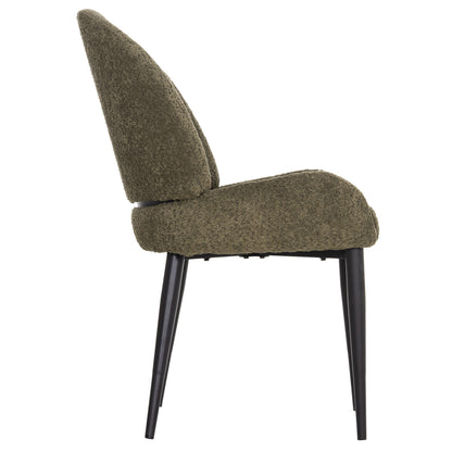 DINING CHAIR SARKY HM8585.13 BOUCLE GREEN FABRIC-BLACK METAL LEGS 56x64x88Hcm.