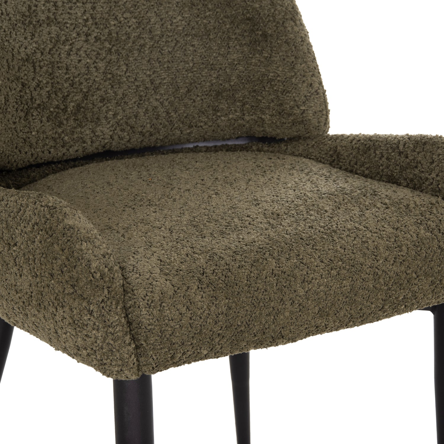 DINING CHAIR SARKY HM8585.13 BOUCLE GREEN FABRIC-BLACK METAL LEGS 56x64x88Hcm.