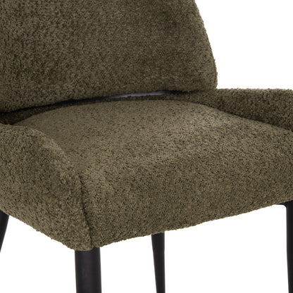 DINING CHAIR SARKY HM8585.13 BOUCLE GREEN FABRIC-BLACK METAL LEGS 56x64x88Hcm.