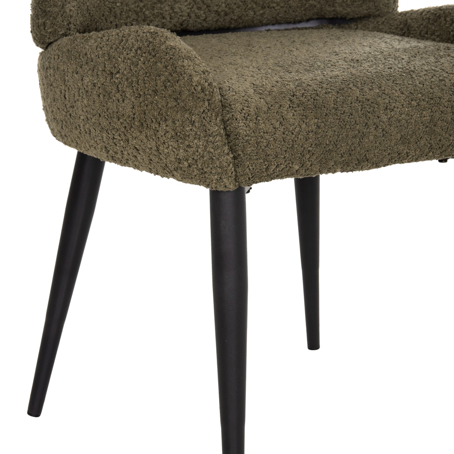 DINING CHAIR SARKY HM8585.13 BOUCLE GREEN FABRIC-BLACK METAL LEGS 56x64x88Hcm.