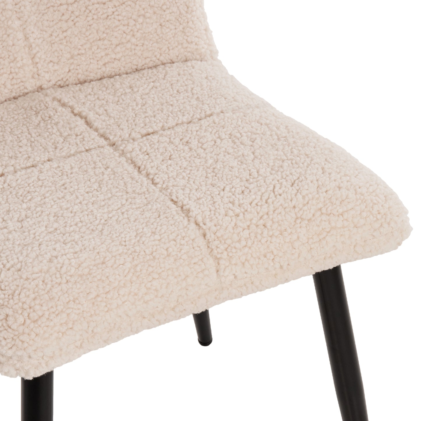 CHAIR SHELLY HM8590.02 TEDDY FABRIC IN WHITE-BLACK METAL LEGS 48x64x87Hcm.
